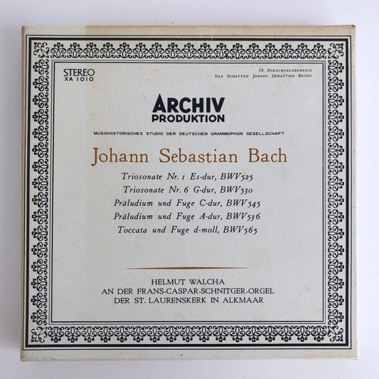 オープンリールテープ  ヘルムート・ヴァルヒャ / J.S.バッハ:トリオ・ソナタ第1番、第6番、フーガ集 7号 19cm/s (7 1/2IPS) 4トラック 日本製 ライナー付き