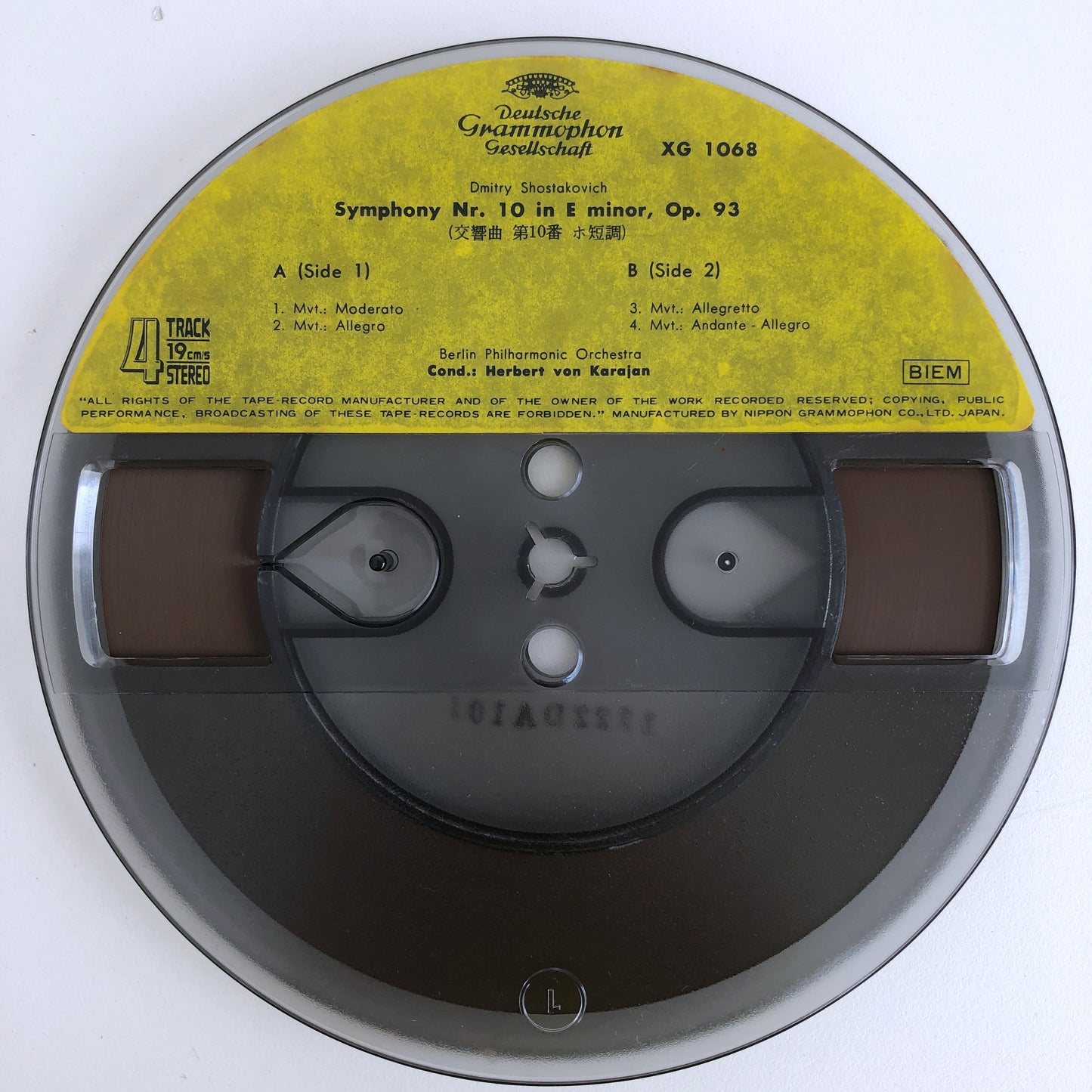 オープンリールテープ ヘルベルト・フォン・カラヤン / ショスタコーヴィチ:交響曲第10番 7号 19cm/s (7 1/2IPS) 4トラック ライナー(シミ)付き