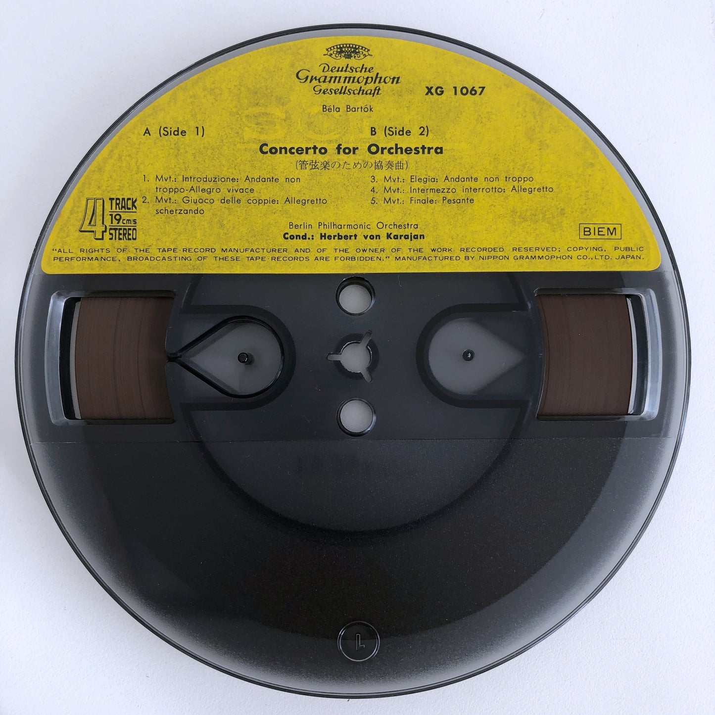 オープンリールテープ  ヘルベルト・フォン・カラヤン / バルトーク:管弦楽のための協奏曲 7号 19cm/s (7 1/2IPS) 4トラック 日本製 ライナー(シミ)付き