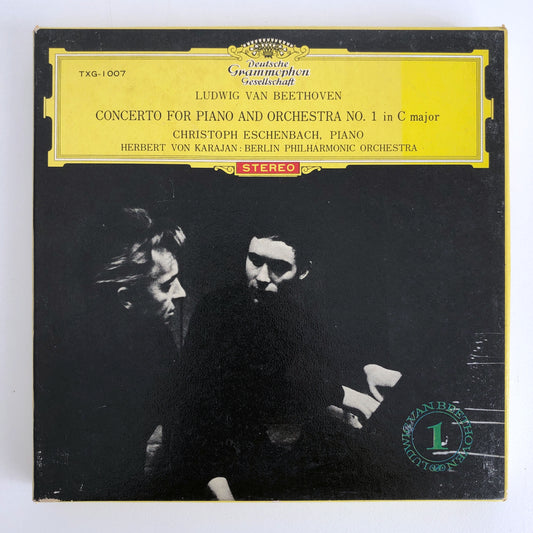 オープンリールテープ  クリストフ・エッシェンバッハ / ベートーヴェン:ピアノ協奏曲第1番 7号 19cm/s (7 1/2IPS) 4トラック 日本製 ライナー付(若干シミ)