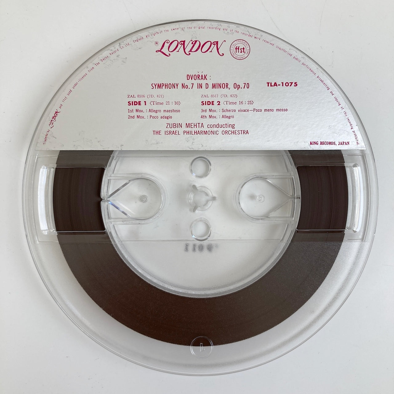 オープンリールテープ/ ズービン・メータ / ドヴォルザーク:交響曲第7番 / 日本盤 ライナー(シミ) 7号 19cm/s (7 1/2IPS) 4トラック LONDON