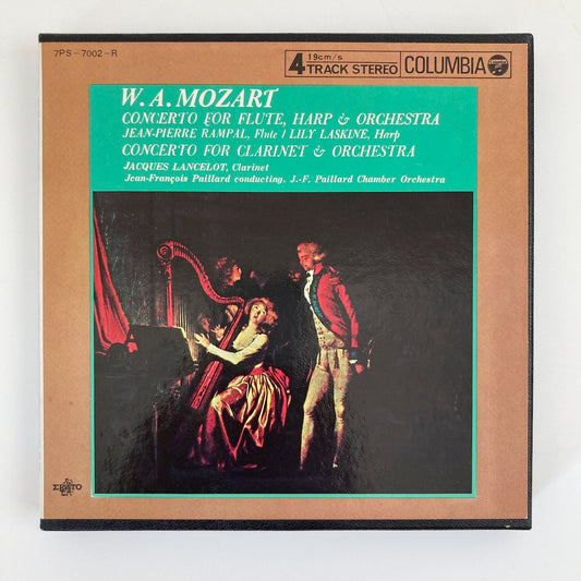 オープンリールテープ/ ランパル、ラスキーヌ、パイヤール / モーツァルト:フルートとハープのための協奏曲、クラリネット協奏曲 / 日本盤 ライナー 7号 19cm/s (7 1/2IPS) 4トラック COLUMBIA