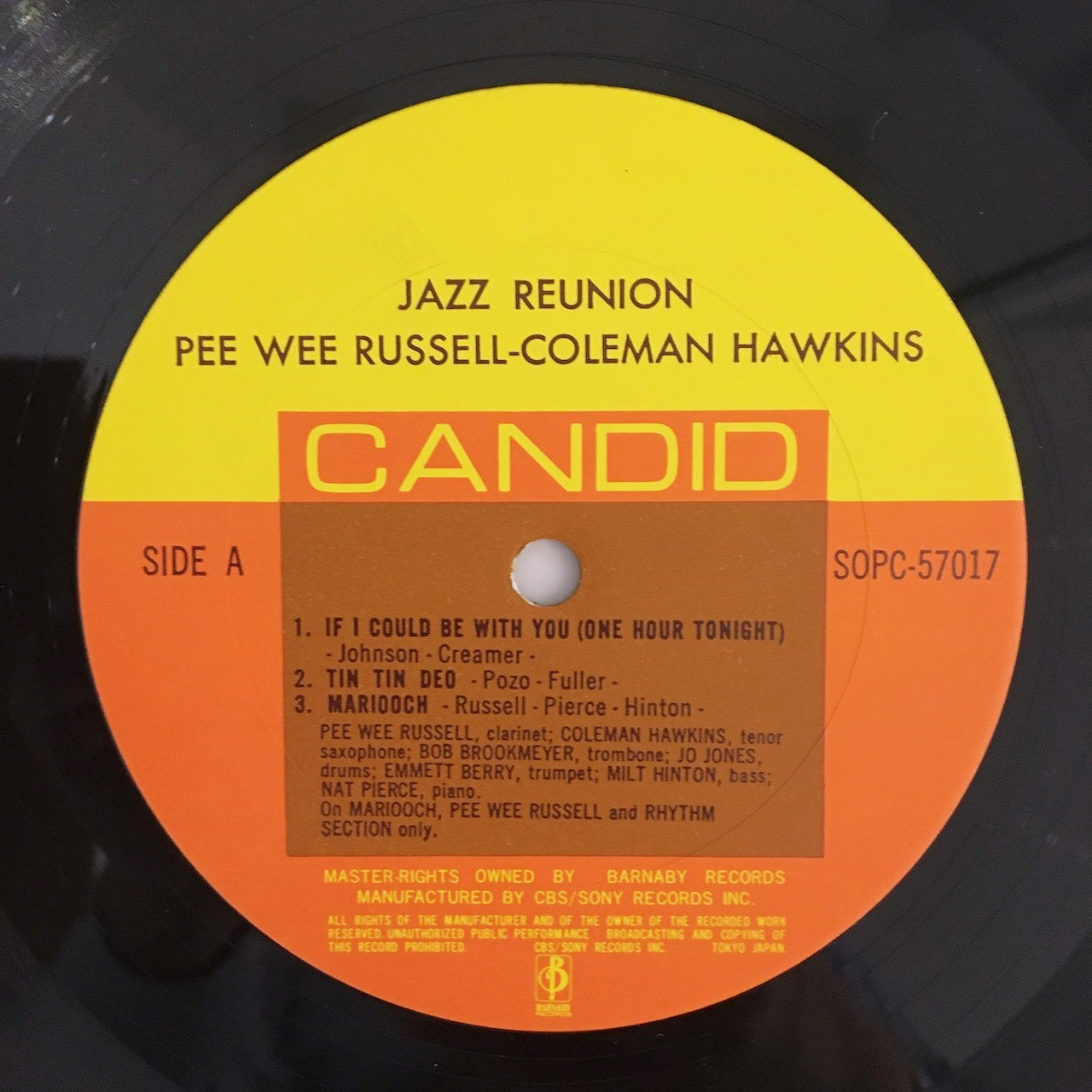 LP/ PEE WEE RUSSELL & COLEMAN HAWKINS / JAZZ REUNION / 国内盤 ライナー付き CANDID SOPC57017