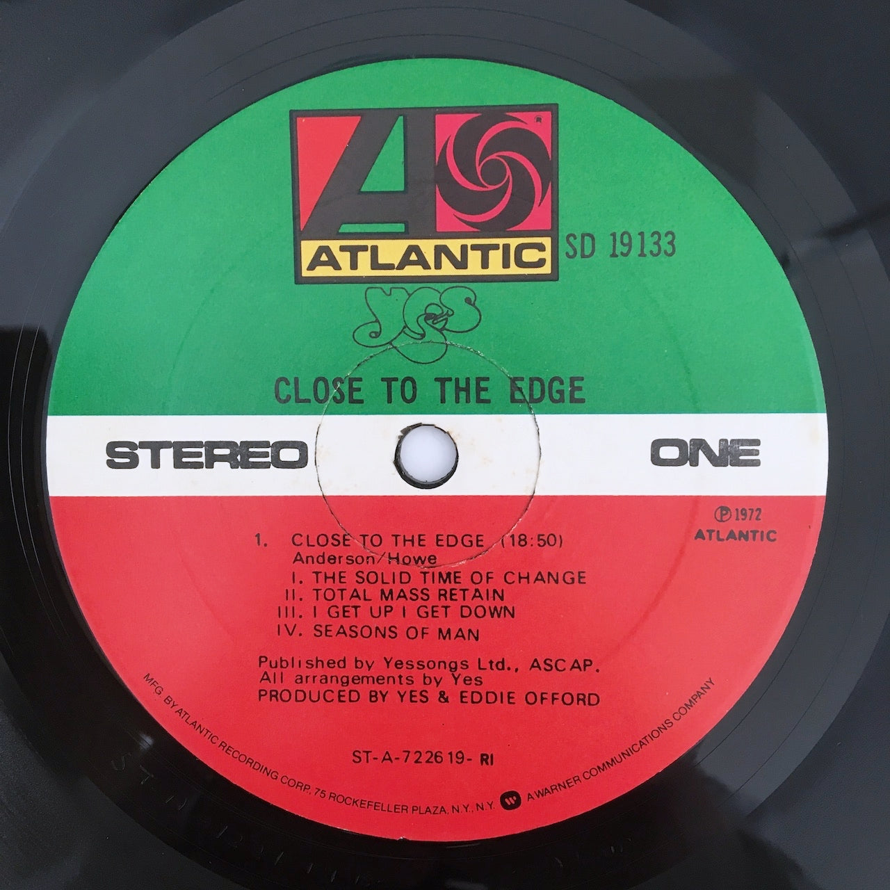LP/ YES / CLOSE TO THE EDGE / US盤 ATLANTIC ATLANTIC SD19133