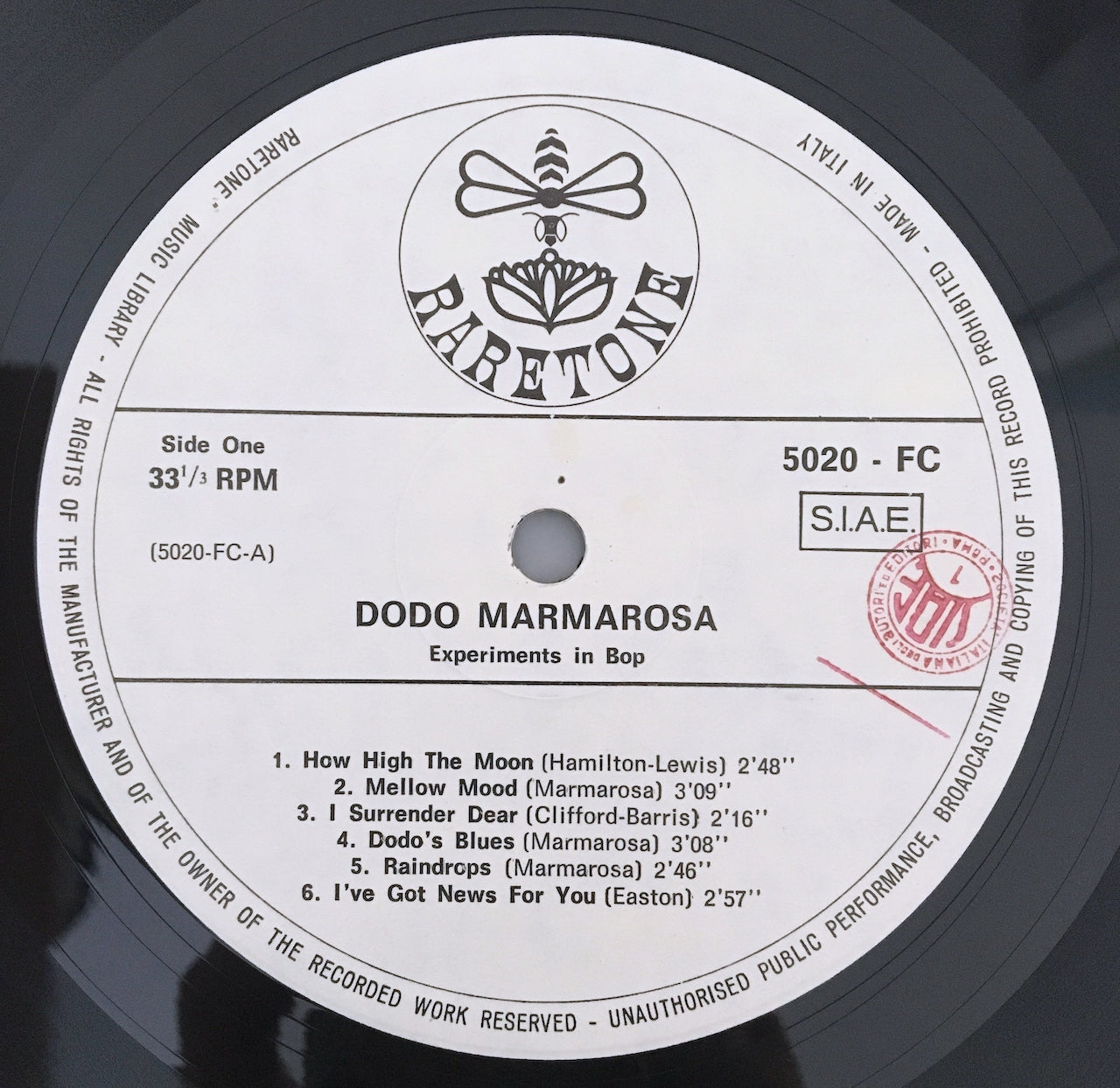 LP/ DODO MARMAROSA / EXPERIMENT IN BOP / イタリア盤 RARETONE 5020FC