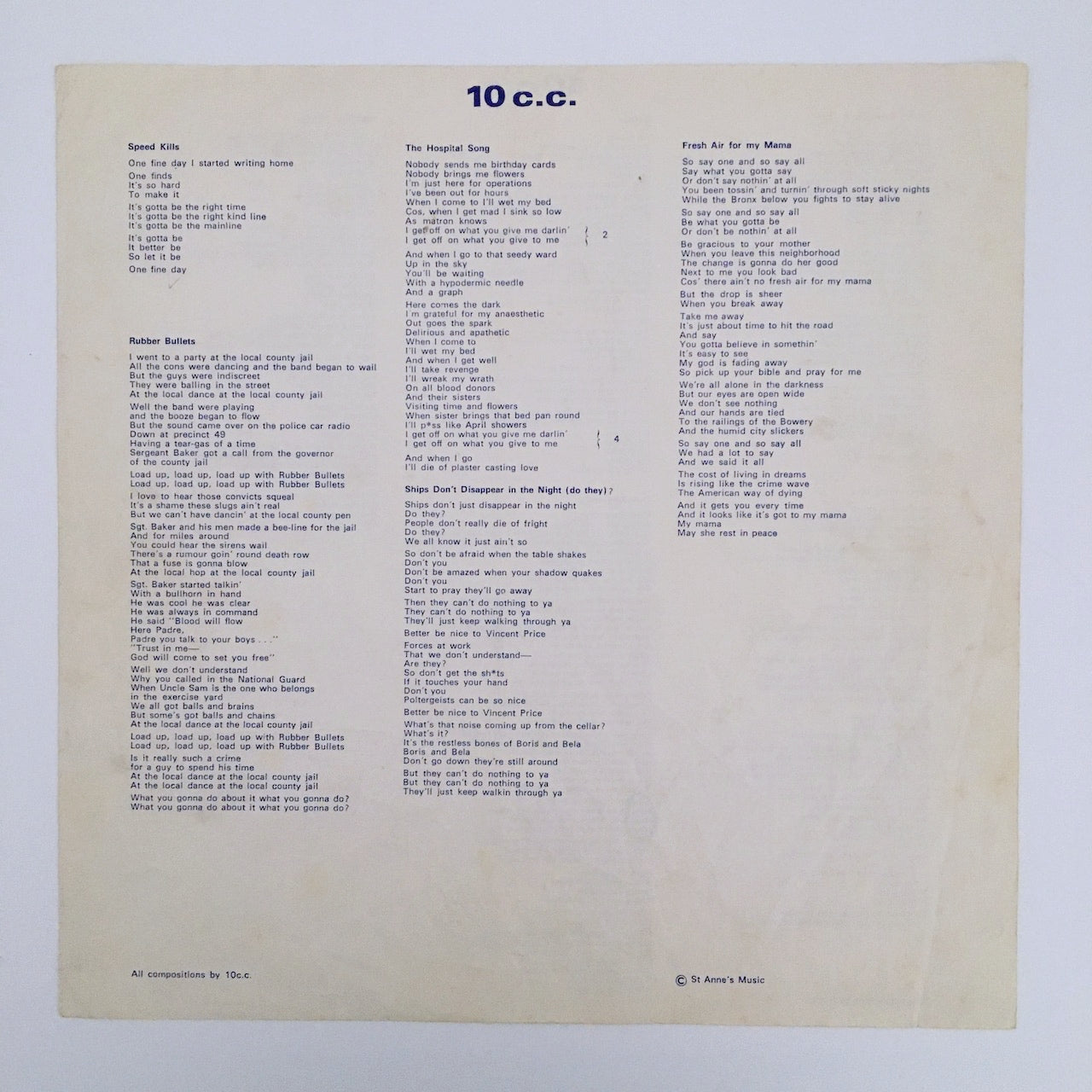 LP/ 10CC / 10CC / UK盤 インサート(書き込み) UK RECORDS UKAL1005