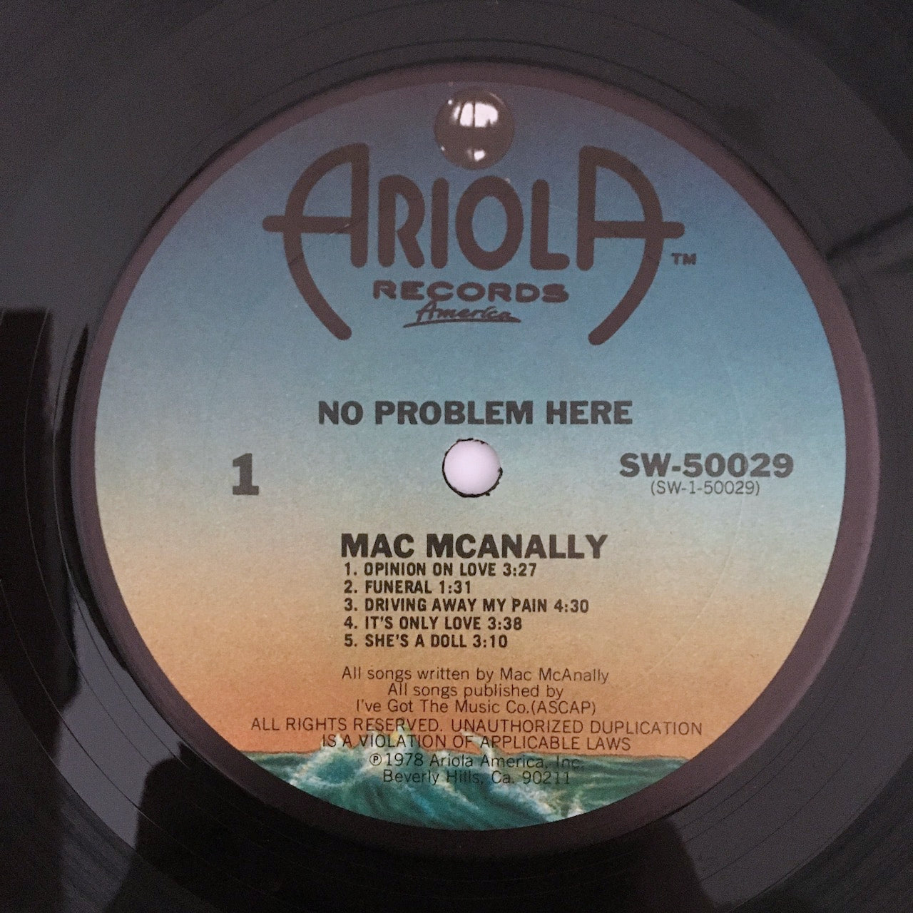 LP/ MAC McANALLY / NO PROBLEM HERE / US盤 オリジナル ARIOLA RECORDS AMERICA SW-50029