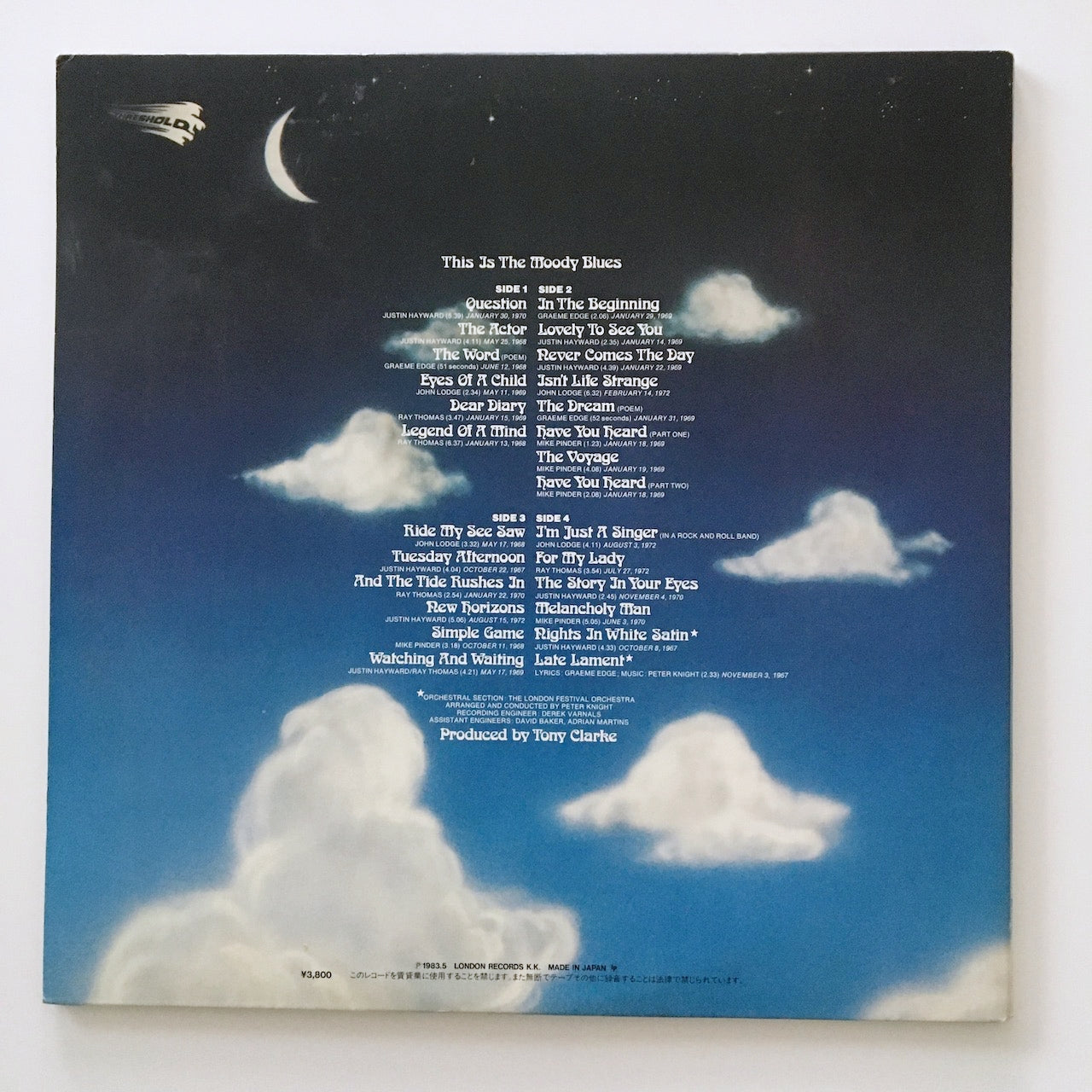 LP/ THE MOODY BLUES / THIS IS THE MOODY BLUES / 国内盤 帯・ライナー付き THRESHOLD L38P-1118/9