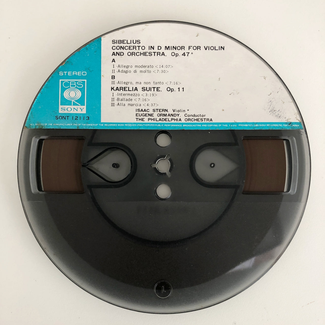 オープンリールテープ アイザック・スターン / シベリウス:ヴァイオリン協奏曲 7号 19cm/s (7 1/2IPS) 4トラック 日本製 帯(スレ、シミ)付