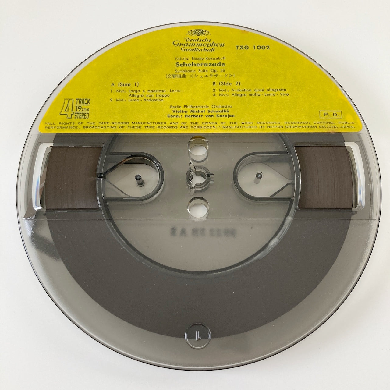 オープンリールテープ/ ヘルベルト・フォン・カラヤン / リムスキー=コルサコフ:シェエラザード / 日本盤 ライナー(シミ) 7号 19cm/s (7 1/2IPS) 4トラック DGG