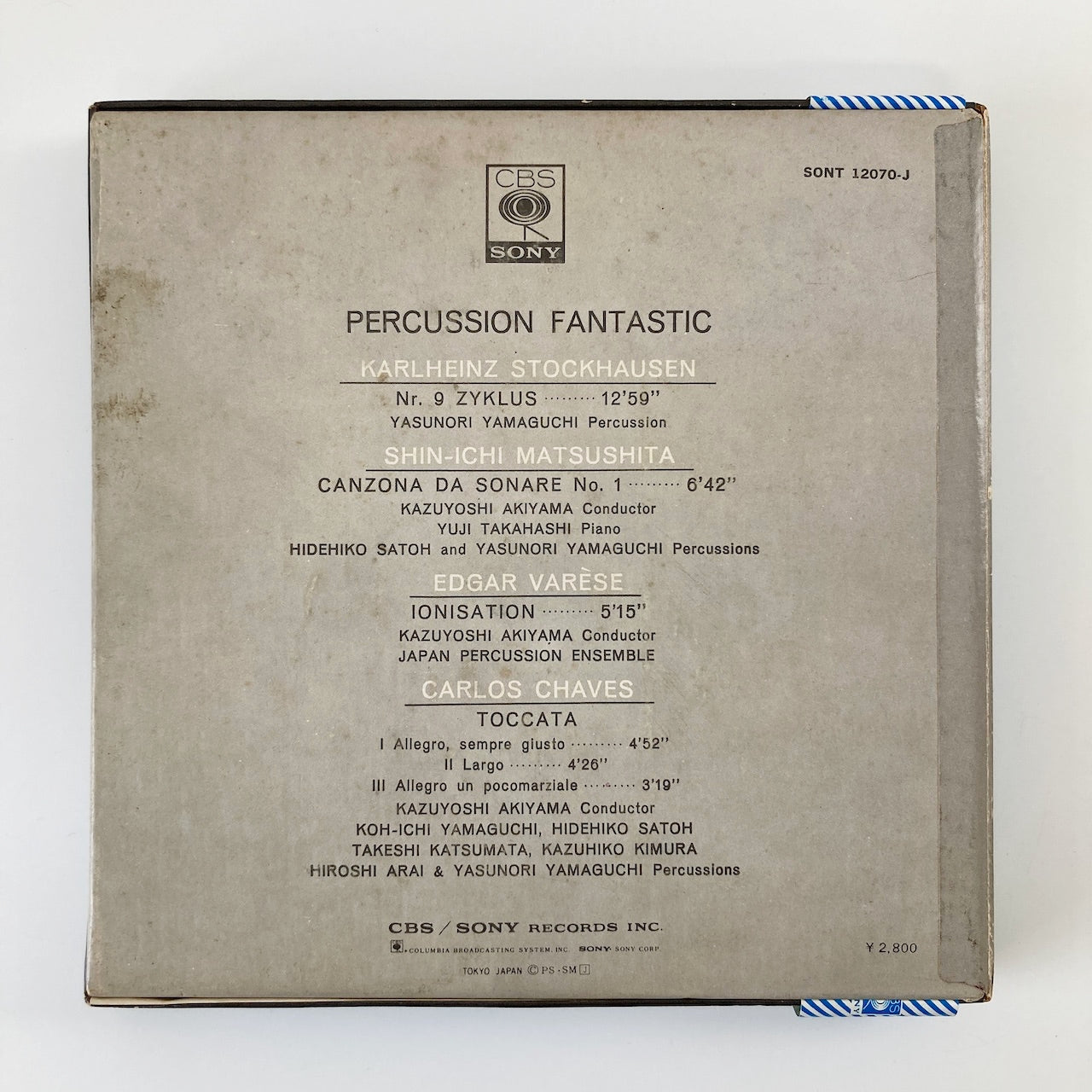 オープンリールテープ/ 秋山和慶、JAPAN PERCUSSION ENSEMBLE / PERCUSSION FANTASTIC パーカッションの脅威 / 日本盤 帯・ライナー(シミ) 7号 19cm/s (7 1/2IPS) 4トラック CBS SONY