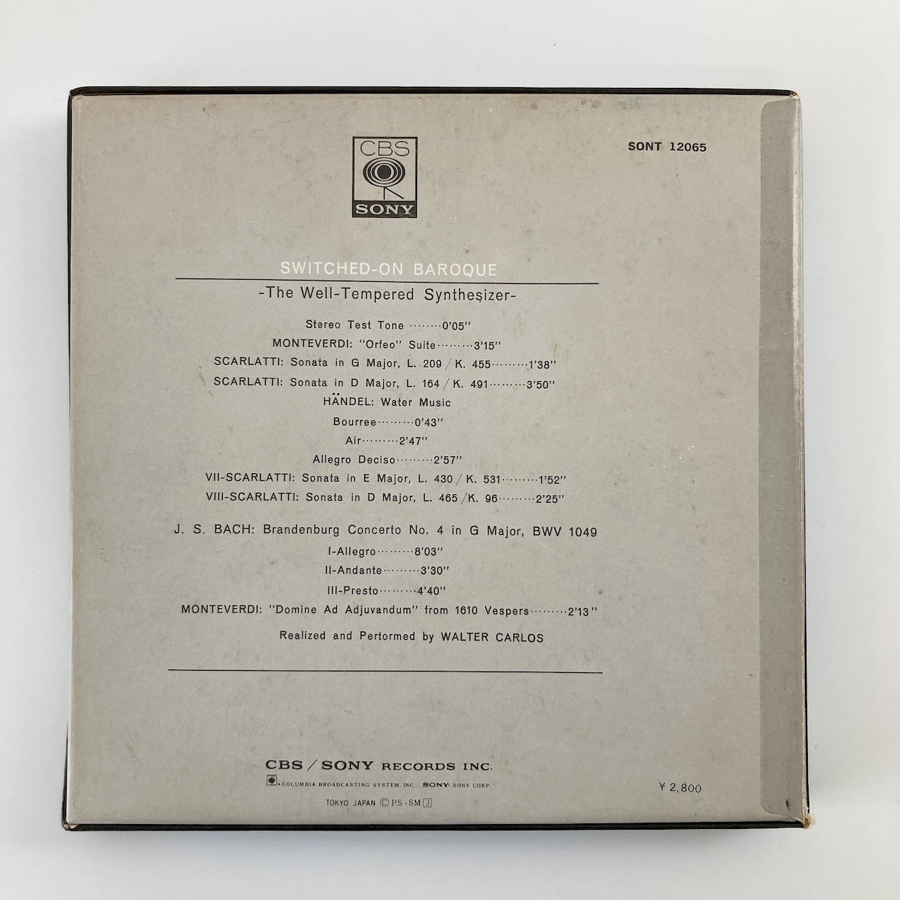 オープンリールテープ/ WALTER CARLOS / SWITCHED-ON BAROQUE / 日本盤 ライナー(うすシミ) 7号 19cm/s (7 1/2IPS) 4トラック COLUMBIA