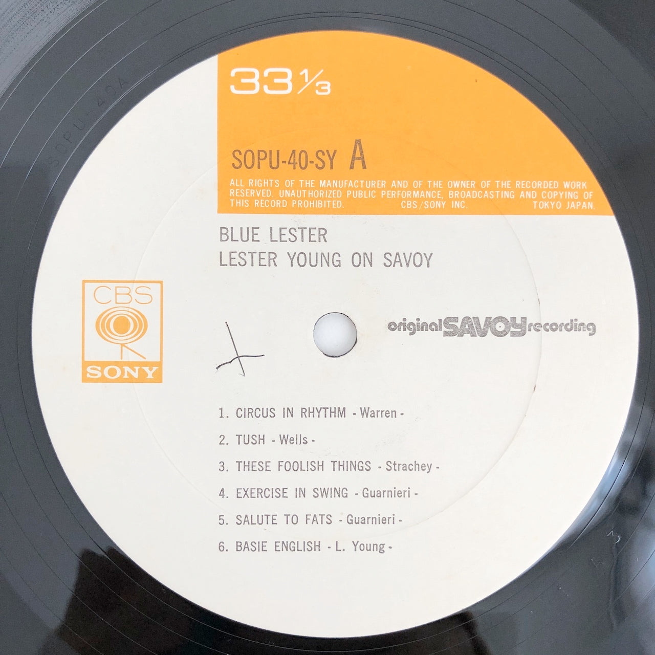 LP/ LESTER YOUNG / BLUE LESTER / 国内盤 ライナー付き SAVOY SOPU40
