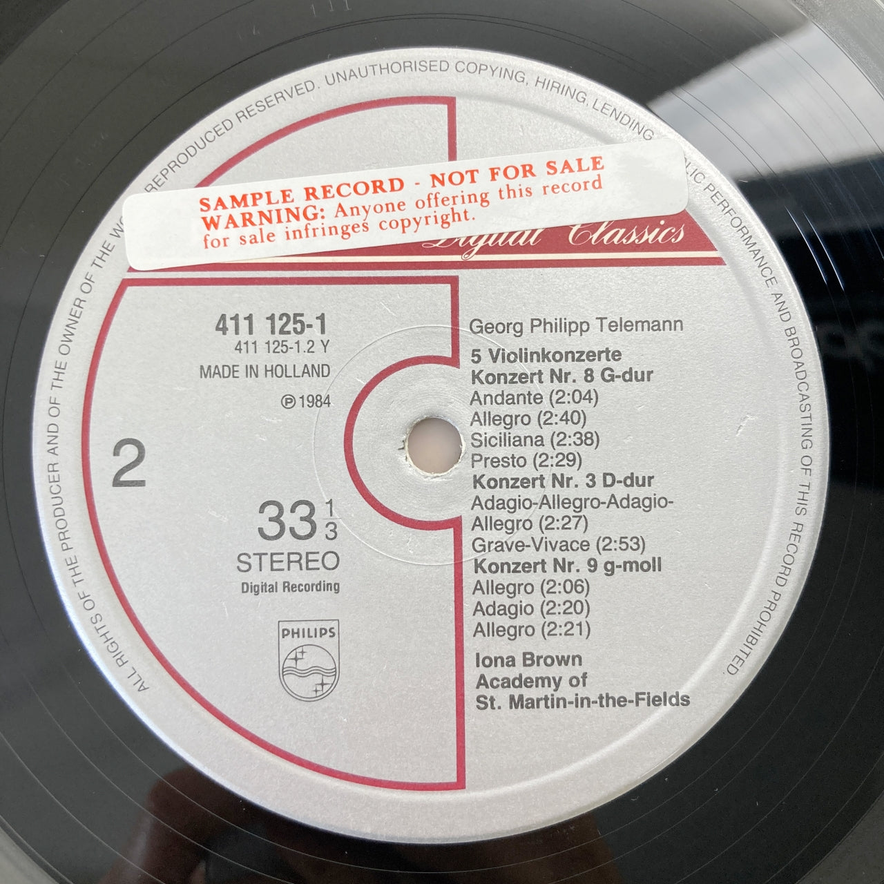 LP/ アイオナ・ブラウン  / テレマン:ヴァイオリン協奏曲集 / オランダ直輸入盤 帯付き PHILIPS 28PC-5037