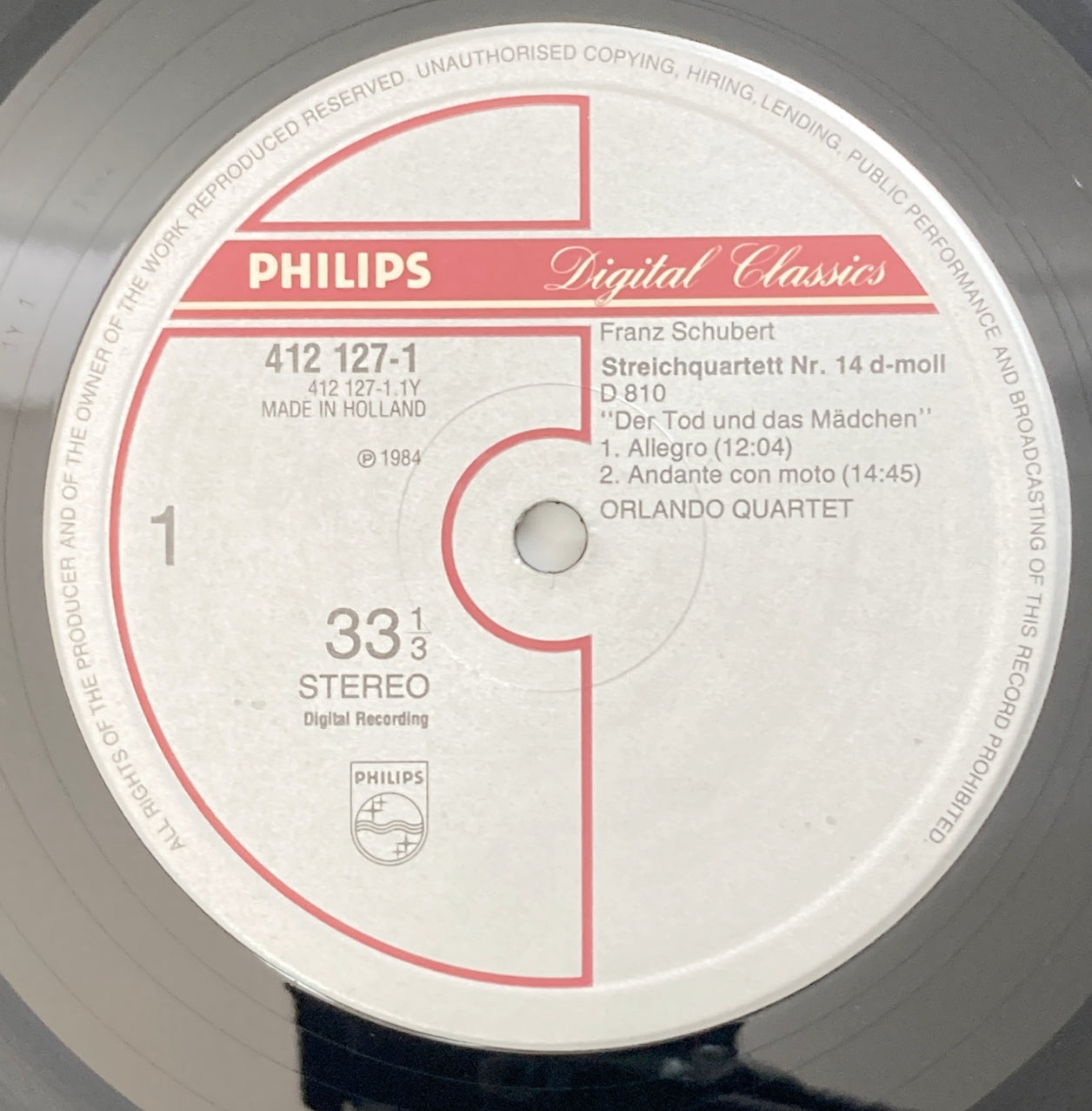 LP/ オルランド弦楽四重奏団 / シューベルト:弦楽四重奏曲第14番「死と乙女」 / オランダ直輸入盤 DIGITAL 帯 PHILIPS 25PC-5104