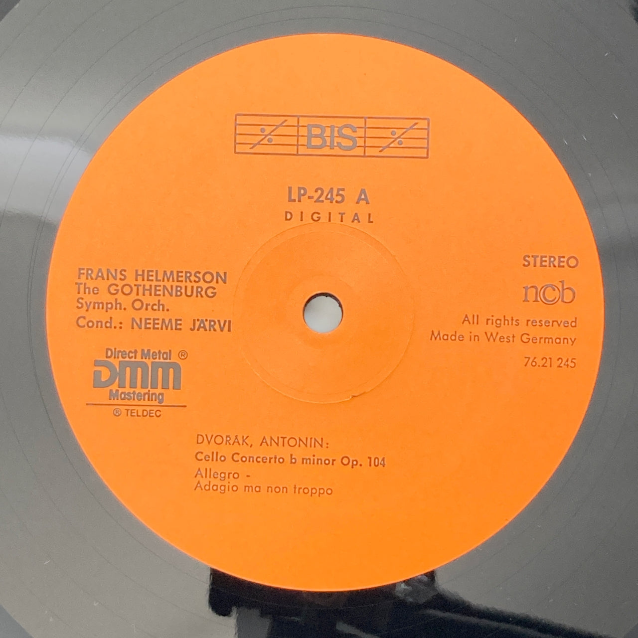 LP/ フランス・ヘルメルソン、ネーメ・ヤルヴィ / ドヴォルザーク:チェロ協奏曲、ロンド、森の静けさ / スウェーデン直輸入盤 BIS BIS245