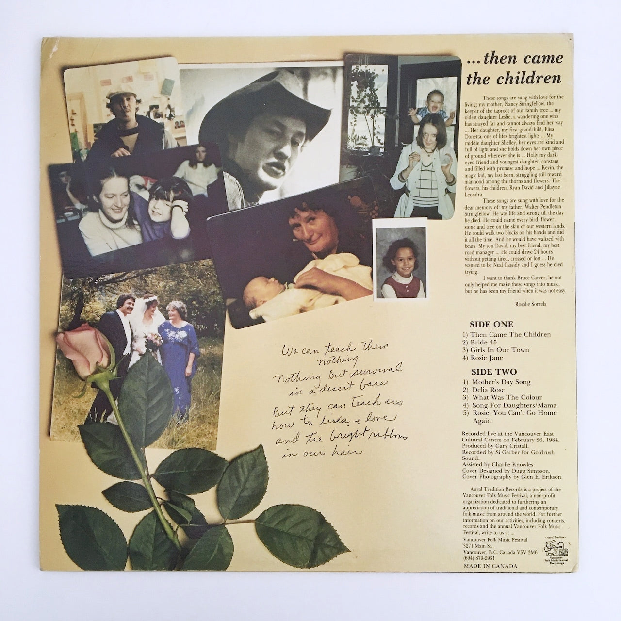LP/ ROSALIE SORRELS WITH BRUCE CARVER / THEN CAME THE CHILDREN / US盤 AURAL TRADITION RECORDS ATR108