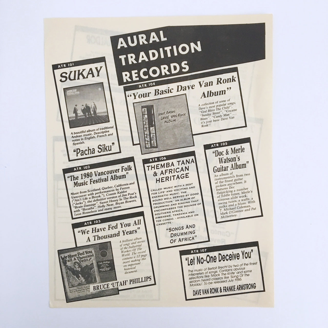 LP/ ROSALIE SORRELS WITH BRUCE CARVER / THEN CAME THE CHILDREN / US盤 AURAL TRADITION RECORDS ATR108