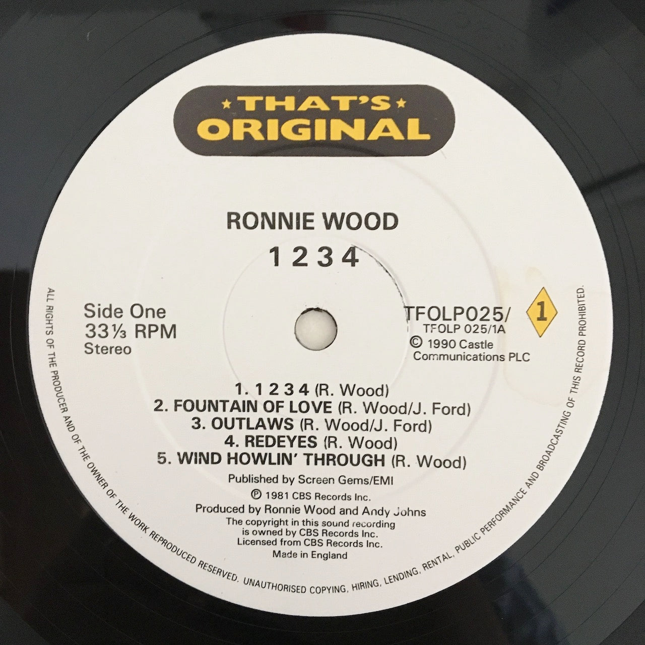 LP/ RONNIE WOOD / 1234 / GIMME SOME NECK / UK盤 2枚組 CASTLE COMMUNICATIONS TFOLP025