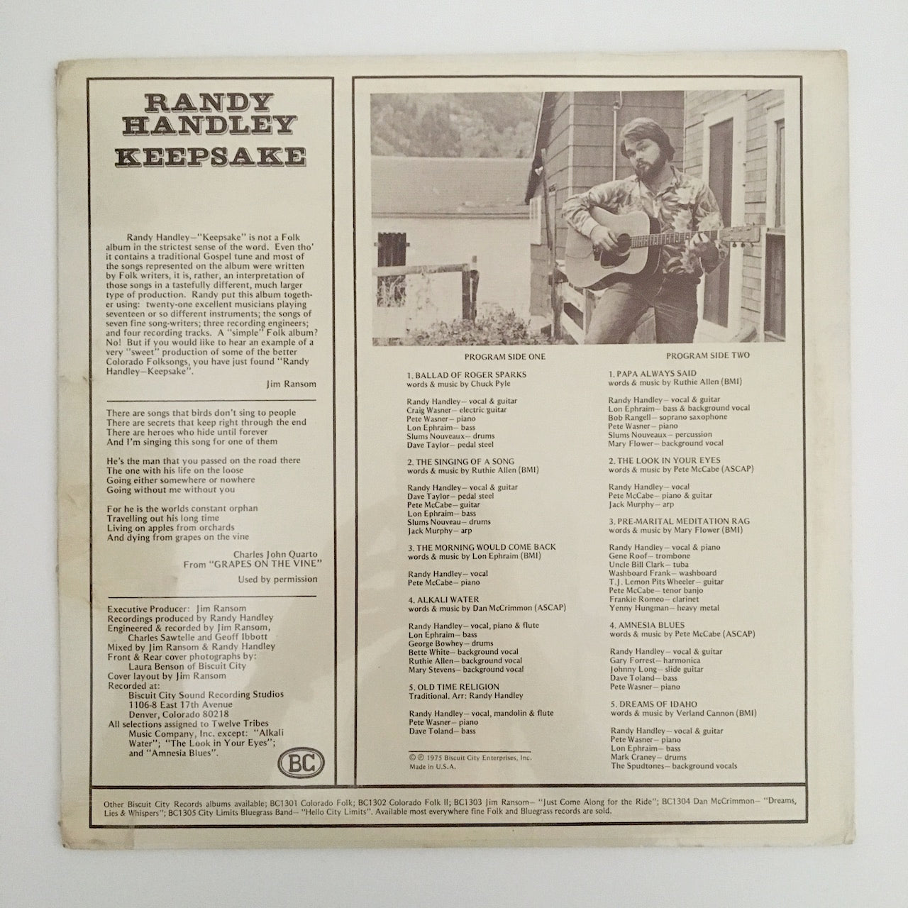 LP/ RANDY HANDLEY / KEEPSAKE / 未開封‼ BISCUIT CITY BC1306