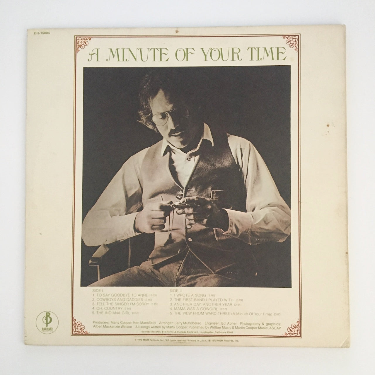 LP/ MARTY COOPER / A MINUTE OF YOUR TIME / US盤 USオリジナル BARNABY BR-15004