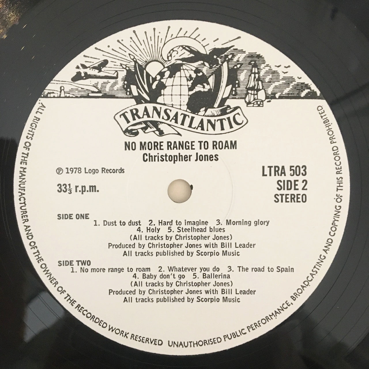LP/ CHRISTOPHER JONES / NO MORE RANGE TO ROAM / UK盤 UKオリジナル TRANSATLANTIC LTRA503