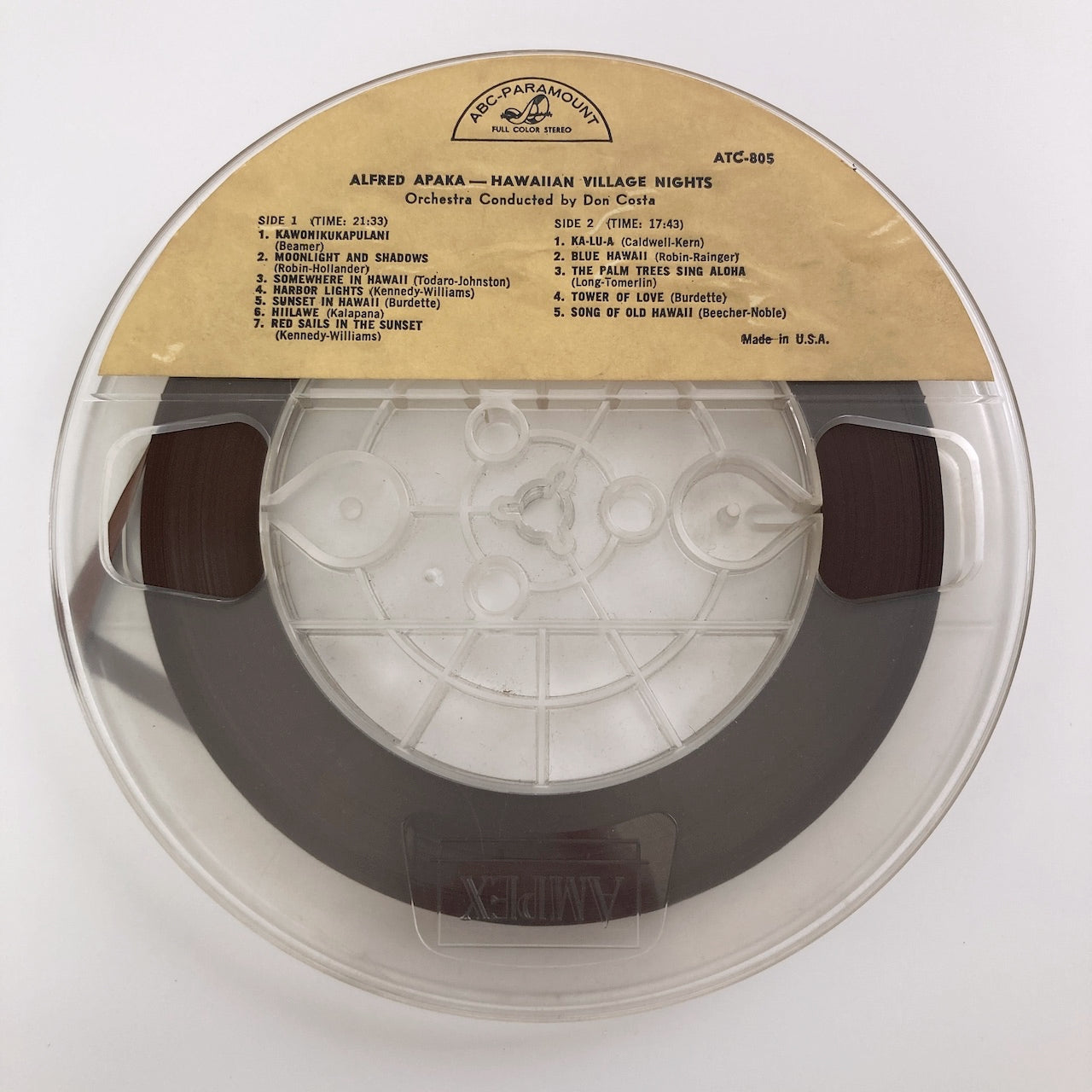 オープンリールテープ/ ALFRED APAKA / HAWAIIAN VILLAGE NIGHTS / US盤  7号 19cm/s (7 1/2IPS) 4トラック ABC