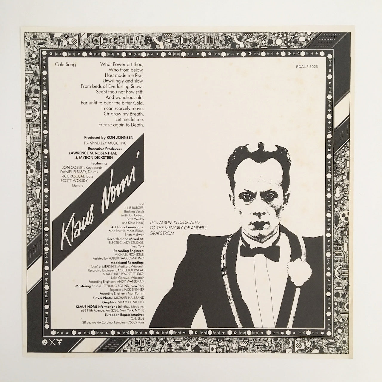 LP/ KLAUS NOMI / KLAUS NOMI / UK盤 インサート(シミ) RCA RCALP6026