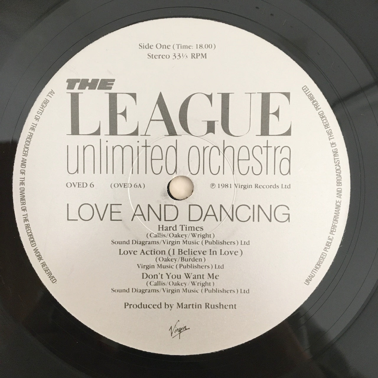 LP/ THE LEAGUE UNLIMITEDG / LOVE AND DANCING / UK盤 オリジナル VIRGIN OVED6