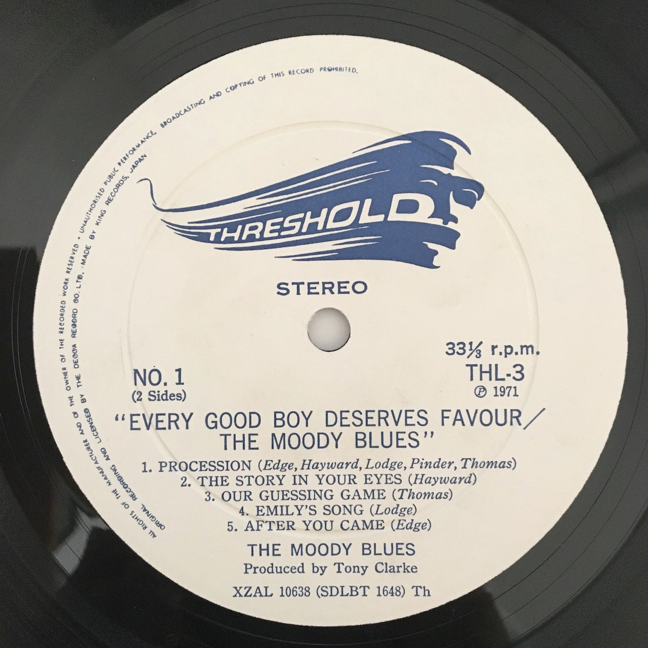 LP/ THE MOODY BLUES / EVERY GOOD BOY DESERVES FAVOUR / 国内盤 帯(うすシミ)・ライナー(日付の書込) THRESHOLD THL3