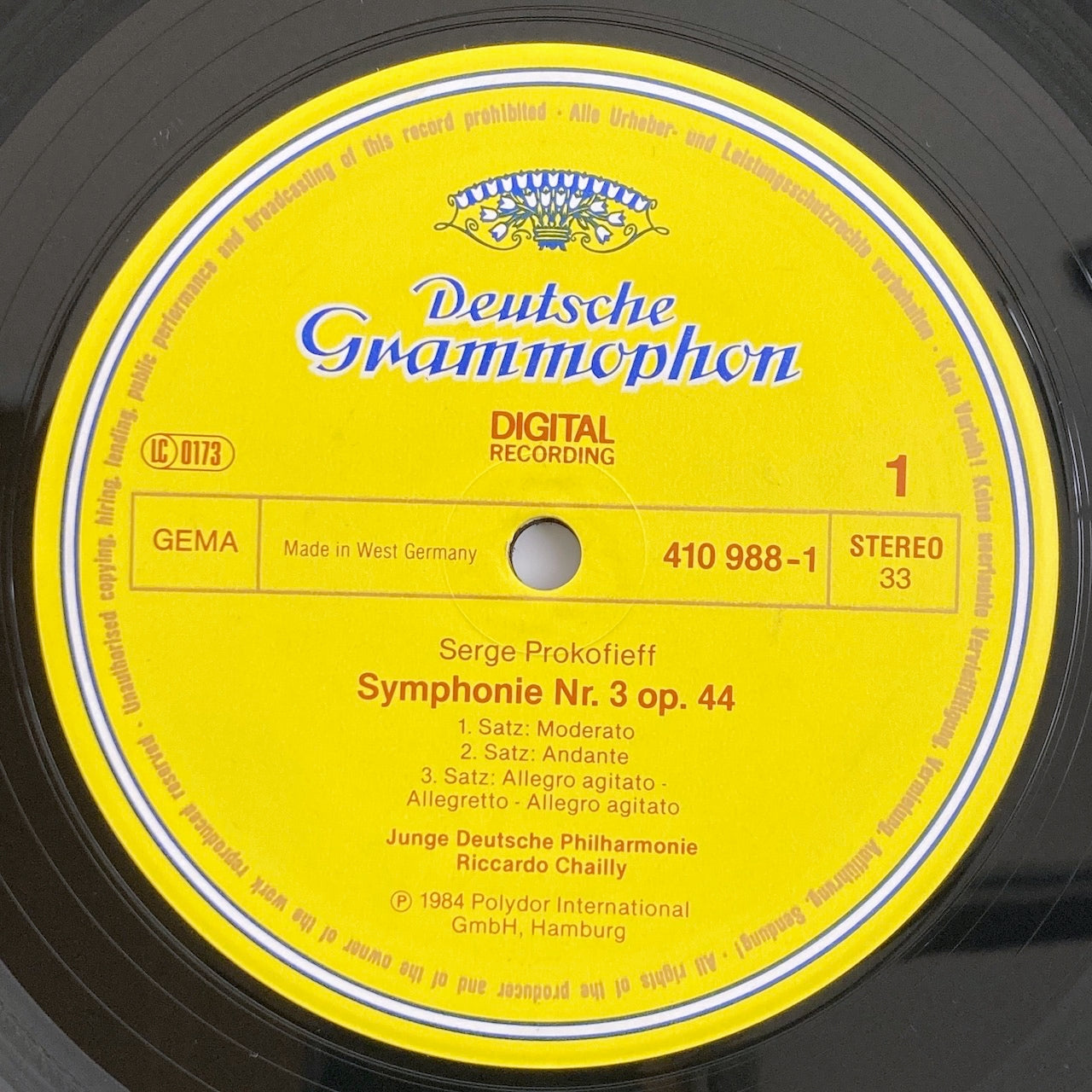 LP/ リッカルド・シャイー / プロコフィエフ:交響曲第3番 / ドイツ盤 DIGITAL DGG 410988-1