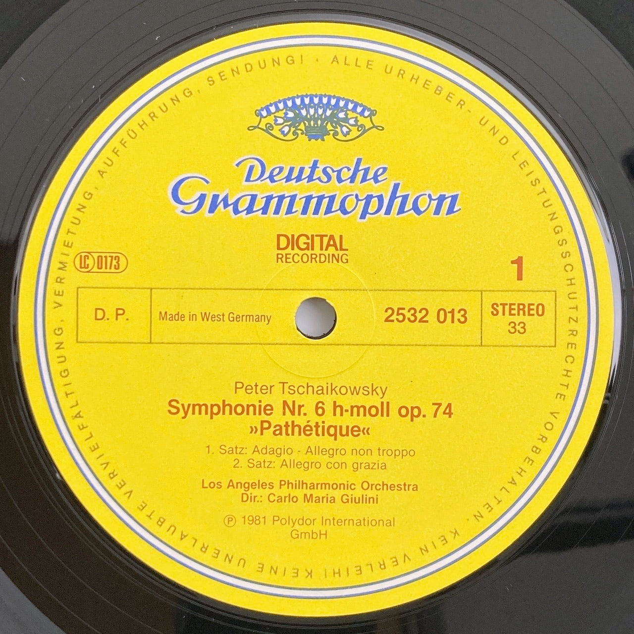 LP/ カルロ・マリア・ジュリーニ / チャイコフスキー:交響曲第6番「悲愴」 / ドイツ盤 DIGITAL コーティングJK DGG 2532013