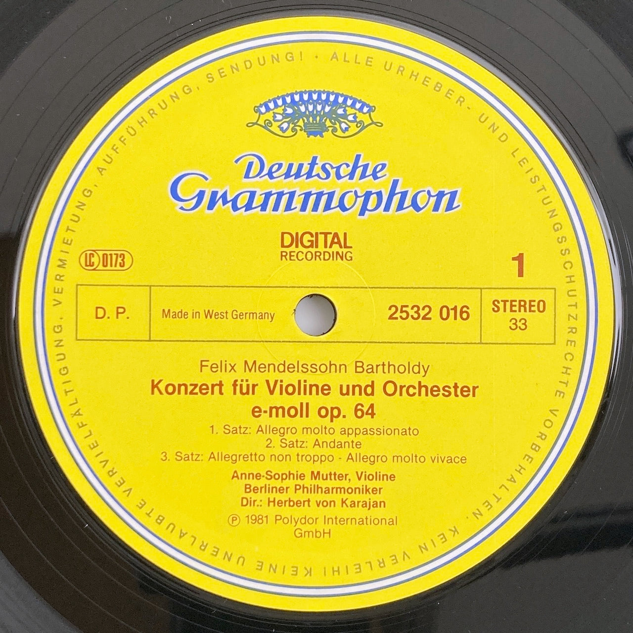 LP/ アンネ=ゾフィー・ムター、ヘルベルト・フォン・カラヤン / メンデルスゾーン、ブルッフ:ヴァイオリン協奏曲 / ドイツ盤 DIGITAL コーティングJK DGG 2532016