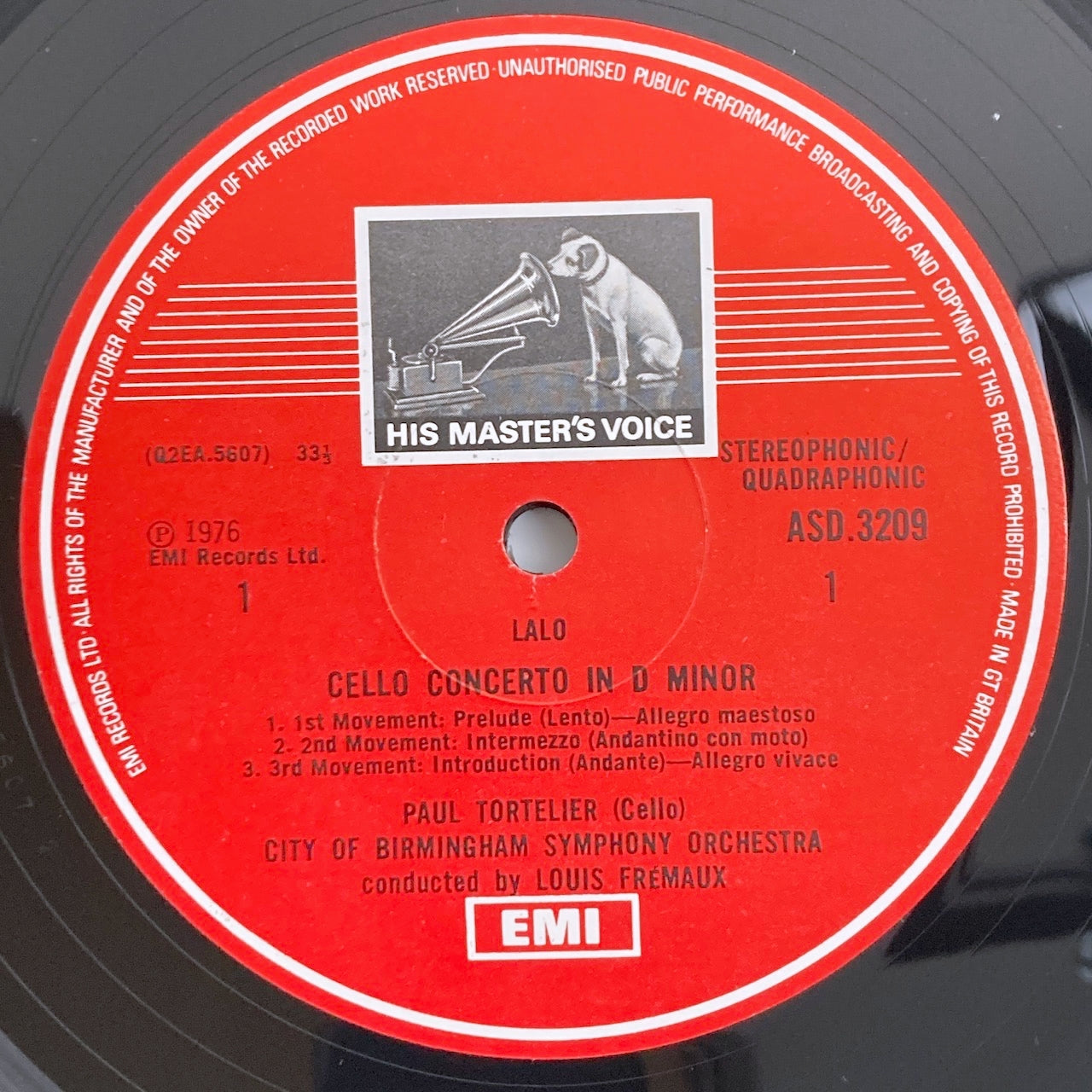 LP/ ポール・トルトゥリエ、ヤン・パスカル・トルトゥリエ、ルイ・フレモー / ラロ:チェロ協奏曲、スペイン交響曲 / UK盤 オリジナル モノクロスタンプ コーティングJK EMI ASD3209