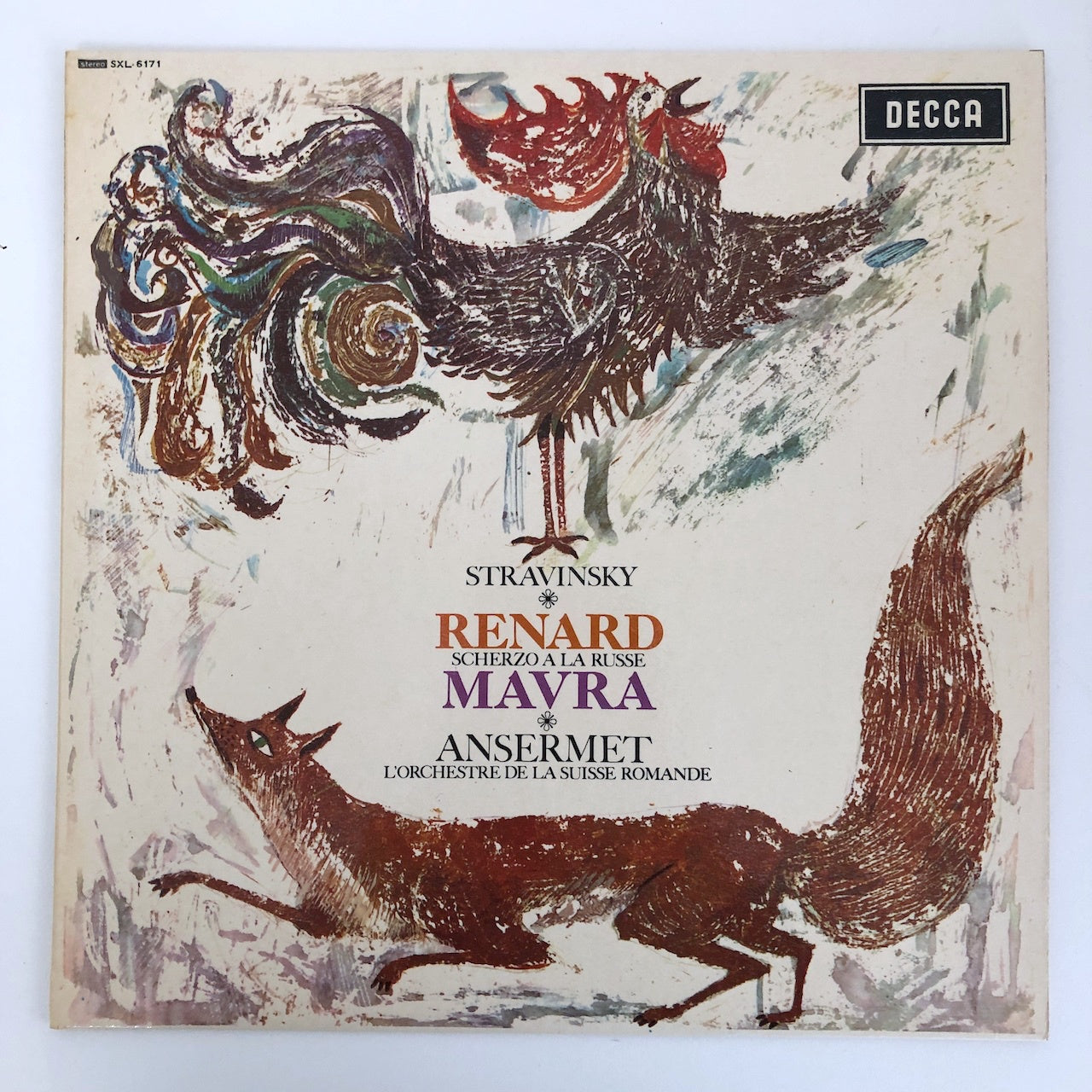 LP/ エルンスト・アンセルメ / ストラヴィンスキー:狐、マヴラ(英語版) / UK盤 ED3 DECCA CS(ヤケ)付 DECCA SXL6171