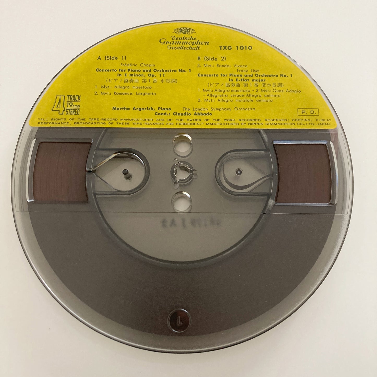 オープンリールテープ / アルゲリッチ、アバド / ショパン、リスト:ピアノ協奏曲第1番 / 国内盤 ライナー 7号 19cm/s (7 1/2IPS) 4トラック DGG TXG-1010