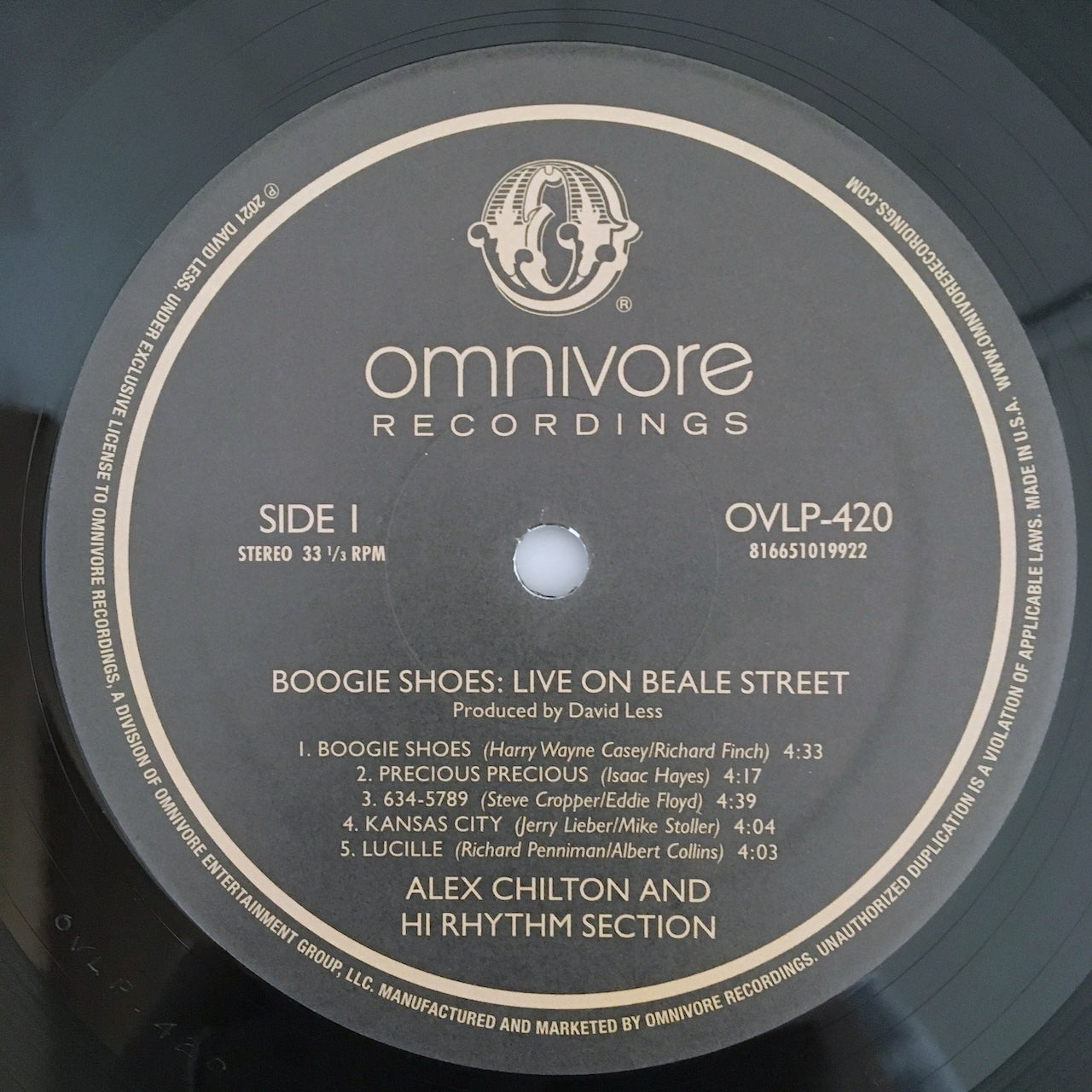 LP/ ALEX CHILTON & HI RHYTHM SECTION / BOOGIE SHOES: LIVE ON BEALE STREET / US盤 2021発 OMNIVORE OVLP420