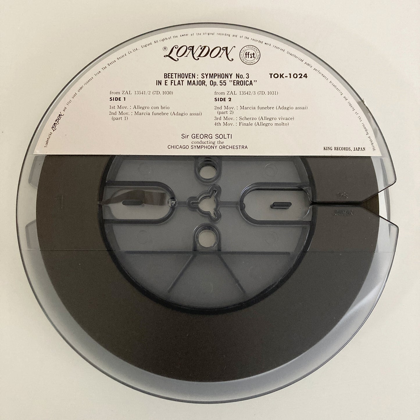 オープンリールテープ / ゲオルグ・ショルティ / ベートーヴェン:交響曲第3番「英雄」 / 国内盤 帯・ライナー 7号 19cm/s (7 1/2IPS) 4トラック  LONDON TOK1024