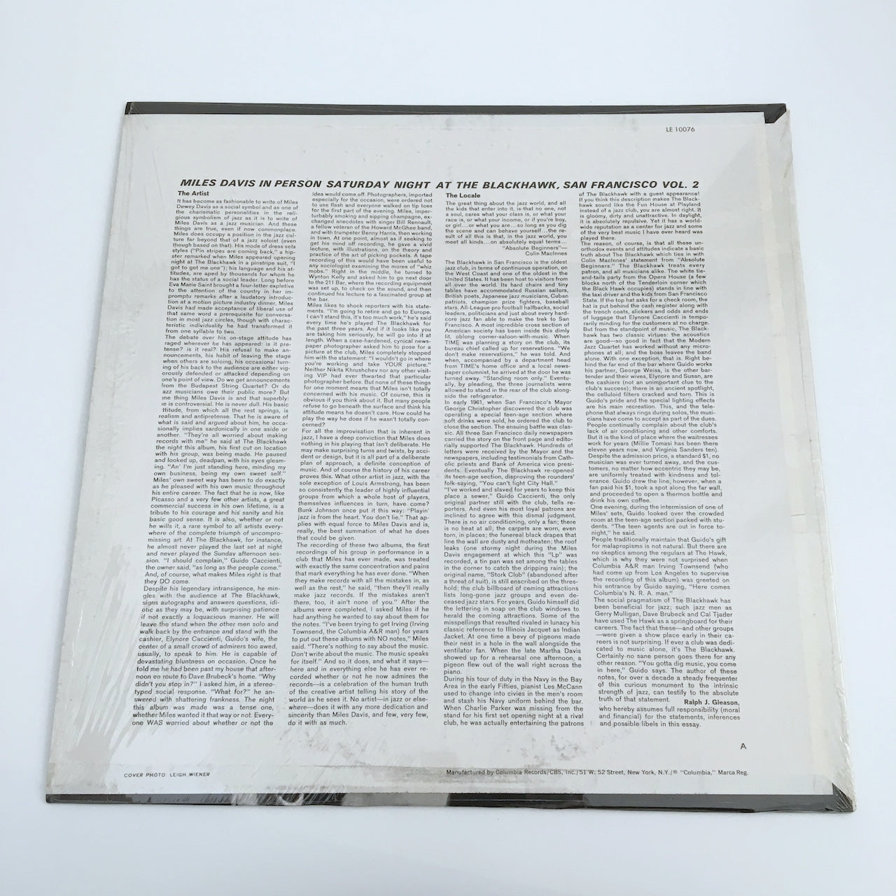 LP/ MLIES DAVIS / MLIES DAVIS IN PERSON SATURDAY NIGHT / US盤 茶ラベル COLUMBIA LE10076