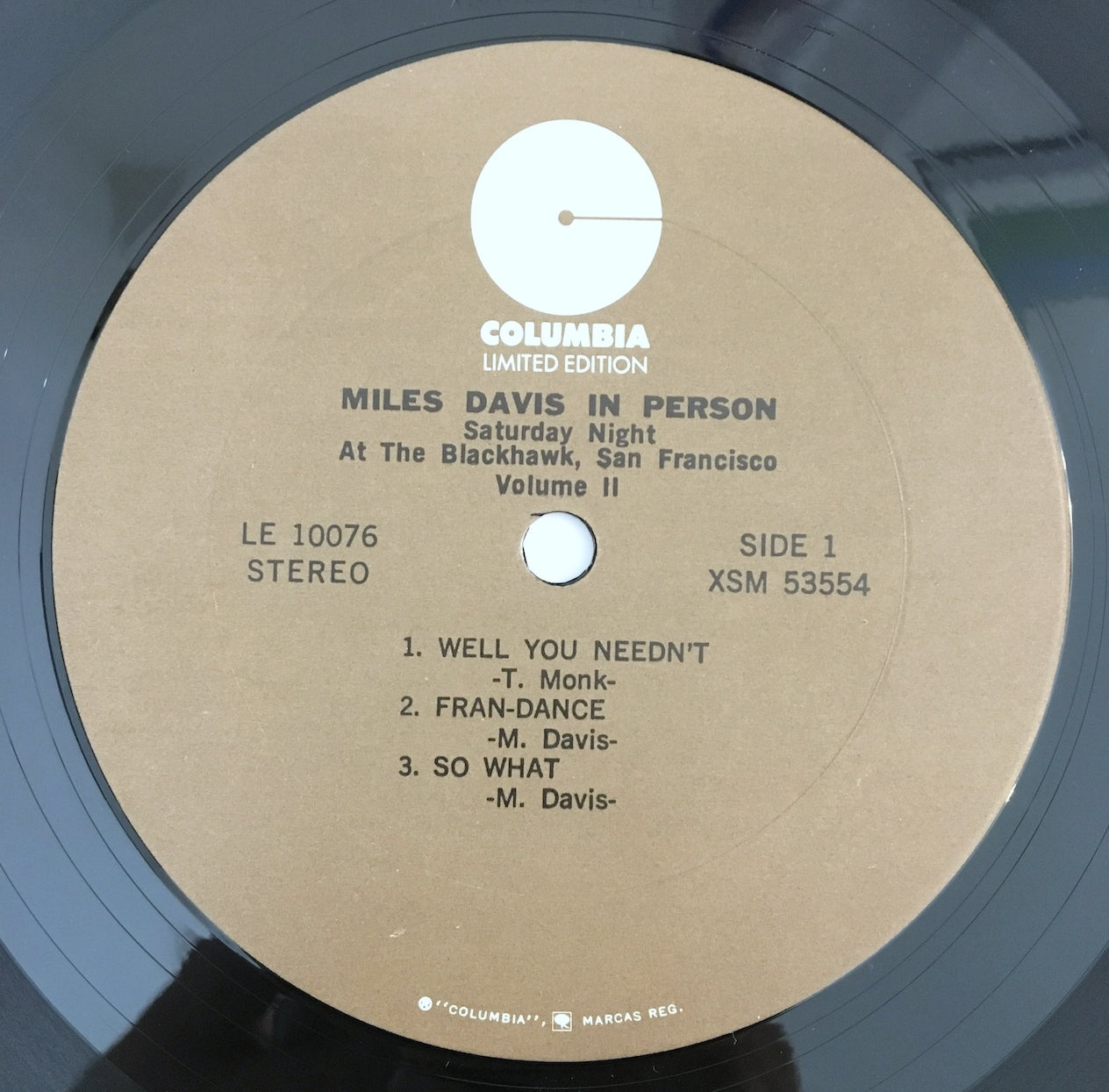 LP/ MLIES DAVIS / MLIES DAVIS IN PERSON SATURDAY NIGHT / US盤 茶ラベル COLUMBIA LE10076