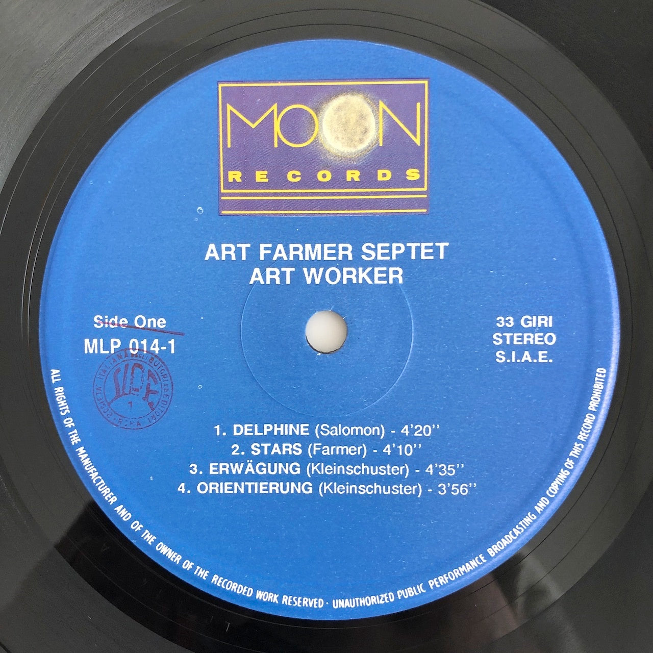 LP/ ART FARMER SEPTET / ART WORKER / イタリア盤 アンオフィシャル MOON RECORDS MLP014