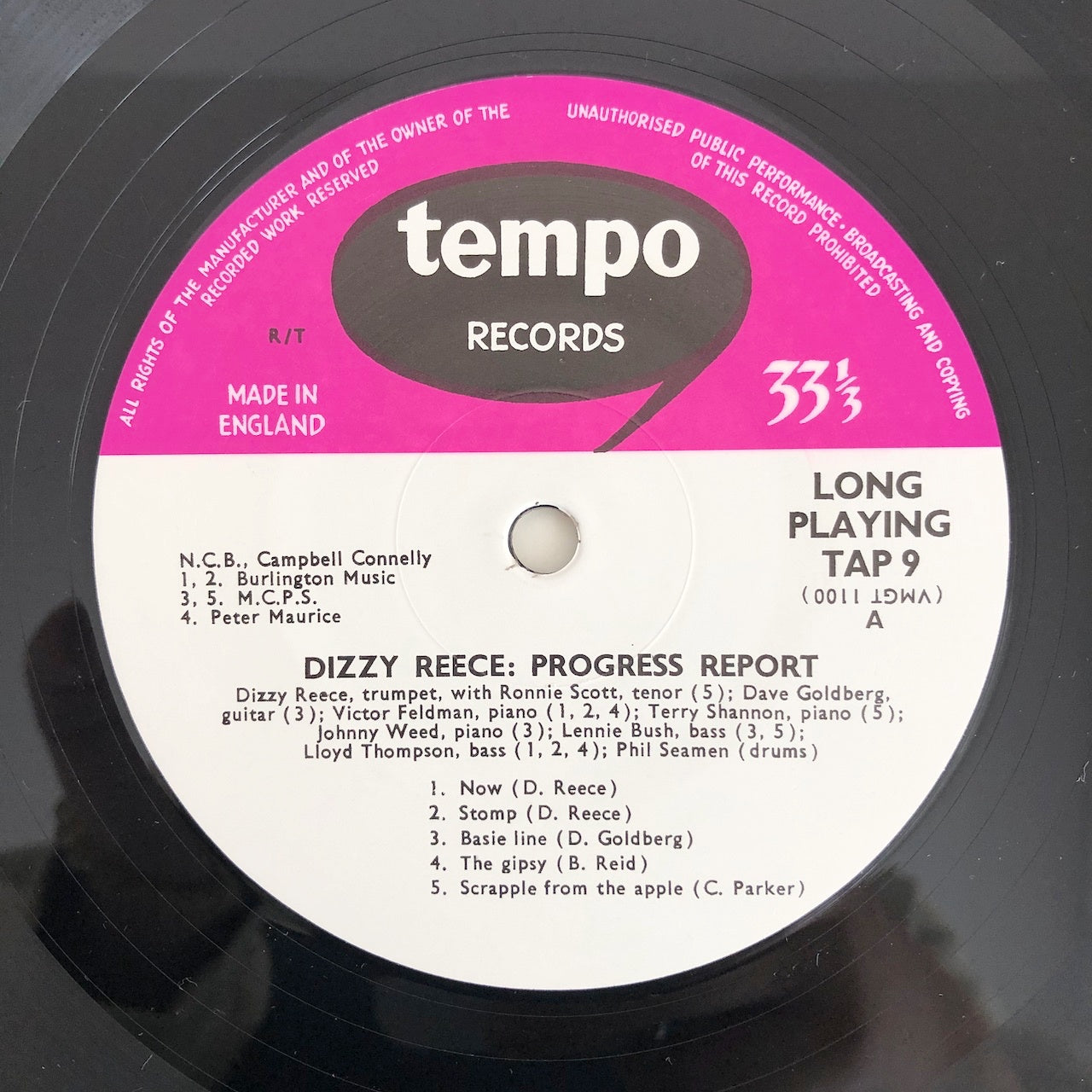 LP/ DIZZY REECE / PROGRESS REPORT / 国内盤 澤野公房 ライナー 白スリーヴ TEMPO TAP9