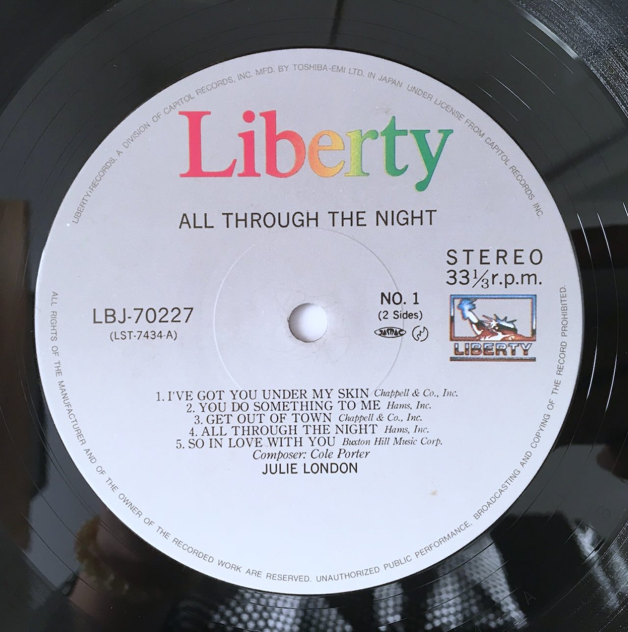 LP/ JULIE LONDON / ALL THROUGH THE NIGHT / 国内盤 帯・ライナー  LIBERTY LBJ-70227