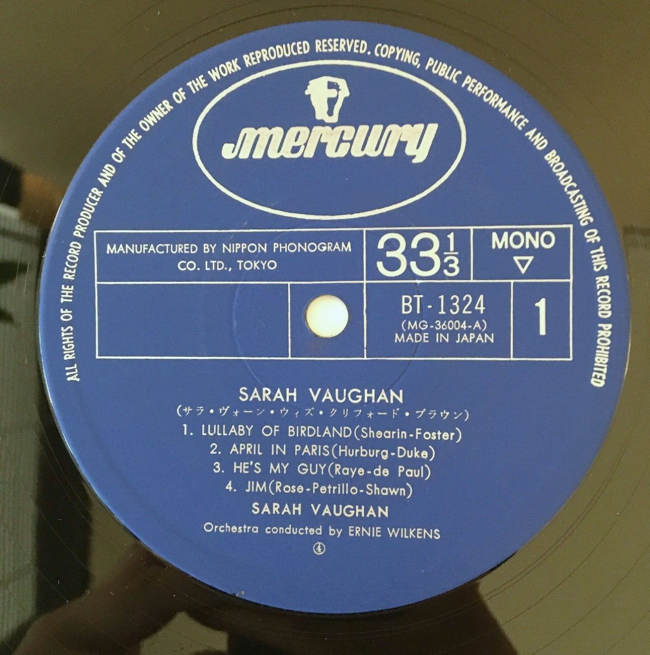 LP/ SARAH VAUGHAN / SARAH VAUGHAN / 国内盤 帯付き EMARCY BT-1324
