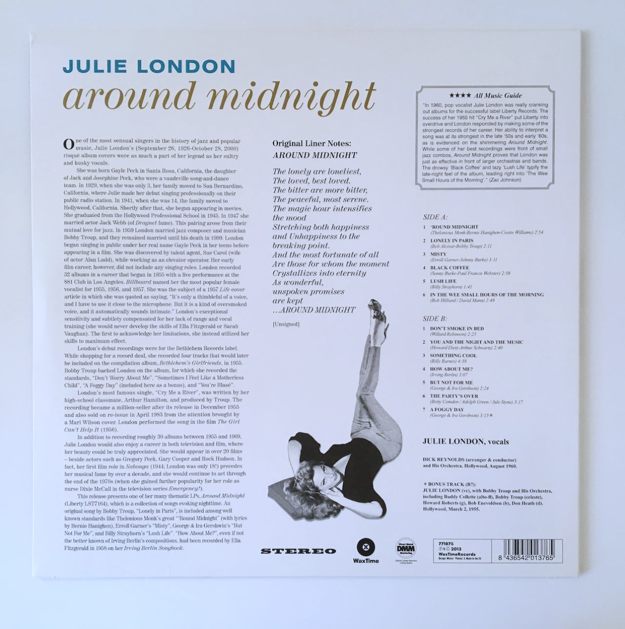 LP/ JULIE LONDON / AROUND MIDNIGHT / EU盤 ボーカル WAXTIME 771875