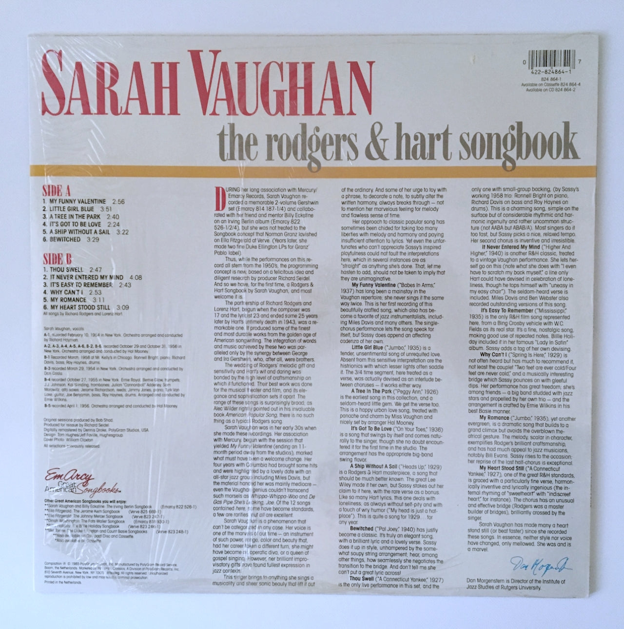 LP/ SARAH VAUGHAN / THE RODGERS & HART SONGBOOK / オランダ盤 ボーカル EMARCY 824864-1