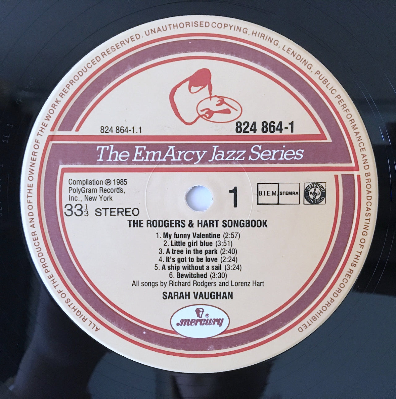 LP/ SARAH VAUGHAN / THE RODGERS & HART SONGBOOK / オランダ盤 ボーカル EMARCY 824864-1