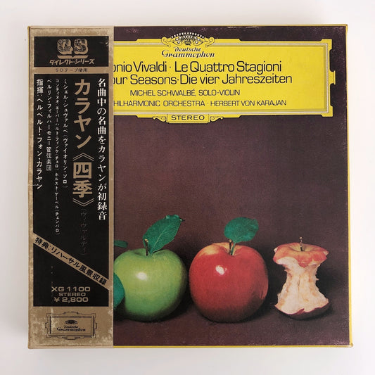 オープンリールテープ ヘルベルト・フォン・カラヤン / ヴィヴァルディ:合奏協奏曲「四季」(全曲) 7号 19cm/s (7 1/2IPS) 4トラック 日本製 帯(スレ多め、破れ)・ライナー(シミ、ヤケ)付