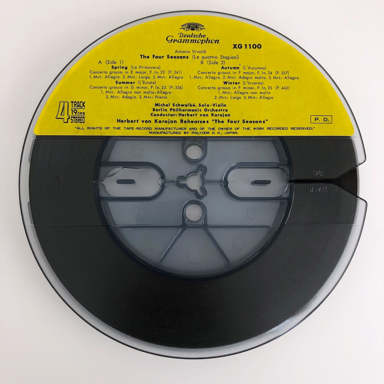 オープンリールテープ ヘルベルト・フォン・カラヤン / ヴィヴァルディ:合奏協奏曲「四季」(全曲) 7号 19cm/s (7 1/2IPS) 4トラック 日本製 帯(スレ多め、破れ)・ライナー(シミ、ヤケ)付