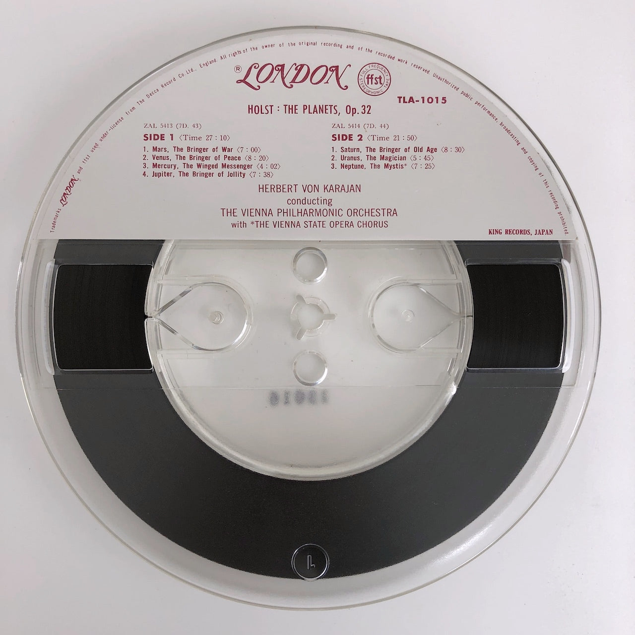 オープンリールテープ ヘルベルト・フォン・カラヤン / ホルスト:組曲「惑星」 7号 19cm/s (7 1/2IPS) 4トラック 日本製 帯(折れ)・ライナー(シミ、ヨレ)付